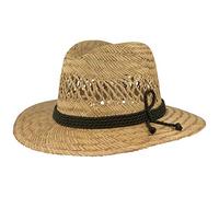 Sombrero de Paja Ancho, Sombrero de Verano, Sombrero de 100% Paja con Juego de Seda Verde y Agujeros de Aire, Traveller - también Disponible en XXL Naturaleza S (54-55)