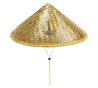 Sombrero de paja chino, 14.17 pulgadas, sombrero de paja con protección UV vintage con correas de barbilla, sombreros de ratán tradicionales para vacaciones, playa, jardinería, al aire libre