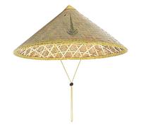 Sombrero De Paja Chino - Ratán De Bambú Hecho A Mano 14 Pulgadas | Sombreros Para El Sol De Granjero Tejido Retro Con Cordón Ajustable Para La Barbilla | Accesorios Para Pescar Jardinería Camping Send