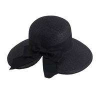 Sombrero de Paja clásico con diseño de Lazo Anudado, Ancha, protección Solar, Panamá para Mujer, Vacaciones diarias y en la Playa, Paja para Mujer