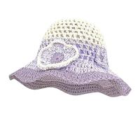 Sombrero de paja con cubo hecho a mano estilo británico Panamá Sun para actividades al aire libre, sombrero de pescador transpirable, Morado (, Talla única