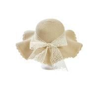 Sombrero de paja con lazo encaje, gorra for el sol, verano al aire libre, playa, ala grande, protector solar, sombreros plegables for(Beige)