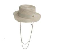 Sombrero de paja con parte superior plana para el sol con cadena de perlas y cinta, banda elástica, unisex, sombrero de playa para mujeres y hombres, colores dulces, 56-58 cm, Color 10, M
