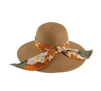 Sombrero de Paja de ala Ancha para Mujer,Visera Grande Transpirable, Pamela Elegante, cómodo, Sombrero para Playa, Verano protección Solar UPF 50+ (FR/ES, Números, 56, MARRÓN)