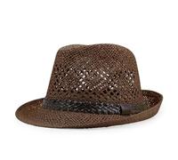 Sombrero de paja de papel para mujer, sombrero de verano a la moda, sombrero de jazz, sombrero Fedora genial, marrón, L