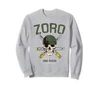 Sombrero de Paja de una Pieza con el Logotipo de Roronoa Zoro Sudadera, Unisex para Adultos, Gris Jaspeado, L