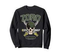 Sombrero de Paja de una Pieza con el Logotipo de Roronoa Zoro Sudadera, Unisex para Adultos, Negro, L