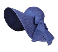 Sombrero de paja de verano para mujer, ala ancha, protección solar, sombrero de paja plegable para verano, sombrero de playa, UPF 50+ (azul)