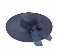 Sombrero de paja de verano para mujer, ala ancha, protección solar, sombrero de paja plegable para verano, sombrero de playa, UPF 50+ (azul)