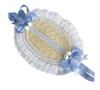 Sombrero de paja ligero, sombrero de playa ligero, dulce y encantador Lolitas, paja para varios estilos de moda, románticos al aire libre, azul, Talla única