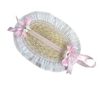 Sombrero de paja ligero, sombrero de playa ligero, dulce y encantador Lolitas, paja para varios estilos de moda, románticos al aire libre, C, Talla única