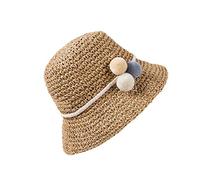 Sombrero de Paja Niña Gorra de Sol Transpirable al Aire Libre de Viaje Sunscreen Cap Playa de Verano para Chicas, Caqui