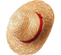 Sombrero de paja One Piece - Cartoon japonés Cosplay The Monkey D. Luffy Rubber - Talla única unisex, Paja