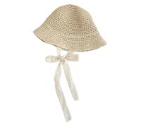 Sombrero de Paja para bebé, Sombrero de Verano para bebé con Delicada Correa de Encaje, Sombreros de Paja Natural Transpirables para niños de 1 a 3 años, Beige (Circunferencia de la Cabeza de 48 cm)