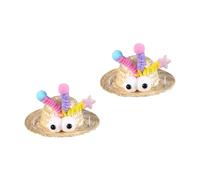 Sombrero de paja para mascotas para gatos pequeños, perros, carnavales, fiestas, festivales, 2 unidades, bonito gorro pequeño para perro divertido