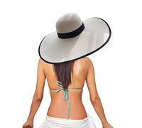 Sombrero de paja para mujer, anti rayos UV de ancho ancho, gran sombrero para mujer, sol de paja Capelines verano de playa, viajes, gorras, gorras y sombreros chic verano ligero UPF 50 Bob Capeline