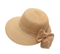 Sombrero de Paja para Mujer con Cierre Ajustable Sombreros Transpirable Ultraligero Visor Cap Floppy Roll Up Clásica Gorra Verano Necesidades Diarias Hat (Khaki, One Size)
