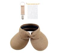 Sombrero De Paja para Mujer De Verano con Bolsa De Almacenamiento, Clip y Ala Ancha para El Sol