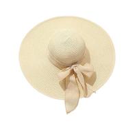 Sombrero de Paja para Mujer de Verano - Protección Solar UPF 50+ de Ala Ancha Plegable Floppy Sun Hat Gorra de Playa (Beige)