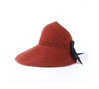 Sombrero de Paja para Mujer Sombrero de Copa for Mujer, Lazo Verano, Aleros Grandes, Protector Solar al Aire Libre, Sombrero Playa, Plegable Hierba Pescador para Viajes(Brick Red)