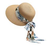 Sombrero de Paja para Mujer Sombrero de Paja Plegable y Flexible Sombrero de Playa de Verano de ala Ancha con Lazo Sombreros para el Sol para Mujeres Viajes al Aire Libre Sombreros Niña Gorro Chica