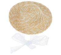 Sombrero de Paja para niña, protección Solar, Parte Plana con Correa de Encaje, Gorra de de Ancha Transpirable, Paja para bebé Panamá