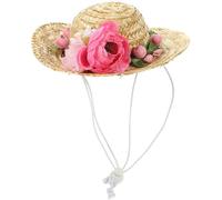 Sombrero de Paja para Perro Estilo Hawaiano Beige para Cachorros