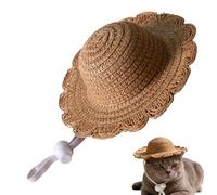 Sombrero de paja para perros ajustable Mini - Sombrero de playa para perros para padres de animales y entrenadores Jardín, Parque Paseos Senderismo | Multipropósito al aire libre