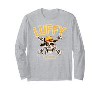 Sombrero de Paja Piratas Mono D Luffy Skull Crossbones Anime Manga Larga, Unisex para Adultos, Gris Jaspeado, XL