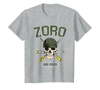 Sombrero de Paja Pirate Hunter Roronoa Zoro Logo Anime Niños Camiseta, Niños, Gris Jaspeado, 4 años