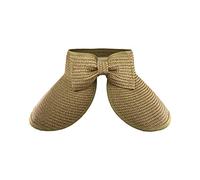Sombrero de paja plegable para mujer con visera ancha para la playa, con agujero para cola de caballo, para vacaciones de verano o jardinería SM01, Talla única