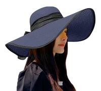 Sombrero de paja plegable para mujer, sombrero de paja con ala ancha, para exteriores, cómodo, sombrero de verano, ligero, transpirable, sombrero de playa UPF 50+, sombrero de sol clásico, moderno