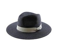 Sombrero De Paja Sombrero de paja de cabeza grande con sombrero tejido de paja plegable de talla grande 60-64cm sombrero de copa for hombre protección solar sombrero sombreado(Black B,61-64cm)