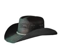 Sombrero de paja vaquero occidental for mujer, sombrero rígido ala grande, for exteriores, jazz for el sol verano Para festivales(Black)