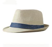 Sombrero De Paja Verano Mujeres Hombres Sombreros de Paja Sombrero de ala Corta Trilby Hombres Paja Playa Sombreros for el Sol for Hombres Sombrero Fedora Transpirable(Beige and Blue Band)