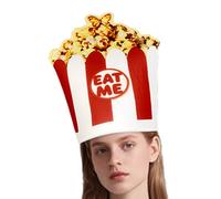 Sombrero de palomitas de maíz, gorra de cosplay con patrón de palomitas de maíz, 12.6 x 11.02 pulgadas, tela de esponja, sombrero de comida novedosa para desfile de carnaval, temática, reunión