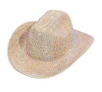 Sombrero de Panamá de cristal para despedida de soltera, cóctel, vacaciones, cristal tachonado para comediante, sombrero negro de moda, Amarillo terroso, M