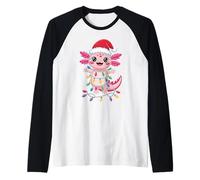 Sombrero de Papá Noel Axolotl a Juego Familiar Lindo ajolote de Navidad Camiseta Manga Raglan
