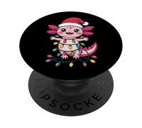 Sombrero de Papá Noel Axolotl a Juego Familiar Lindo ajolote de Navidad PopSockets PopGrip Adhesivo