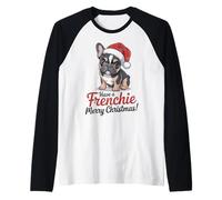 Sombrero de Papá Noel Bulldog Francés Have a Frenchie Merry Christmas Camiseta Manga Raglan