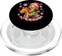 Sombrero de Papá Noel con Caballo balancín para niña Feliz PopSockets PopGrip para MagSafe