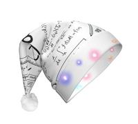 Sombrero de Papá Noel con estampado de cálculo geek matemático con luces LED, divertidos sombreros de Navidad para adultos para Año Nuevo, suministros de fiesta de vacaciones