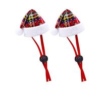 Sombrero De Papá Noel con Tema Navideño para Perros Gatos Accesorios Navideños Gorras para Razas Pequeñas Ajuste De Gorros De Papá Noel para Mascotas Tocado De Fiesta 2 Piezas Sombrero para Mascotas