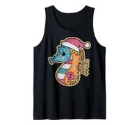 Sombrero de Papá Noel de Caballito de mar de Navidad, diseño Divertido Camiseta sin Mangas