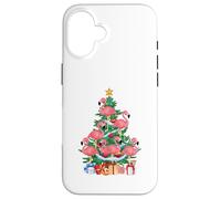 Sombrero de Papá Noel de flamenco rosa con luces para árbol de Navidad para mujer Carcasa para iPhone 16