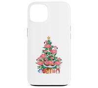 Sombrero de Papá Noel de flamenco rosa con luces para árbol de Navidad para mujer Carcasa para iPhone 13