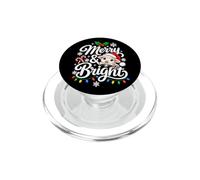 Sombrero de Papá Noel de Navidad con Texto en inglés Merry Bright PopSockets PopGrip para MagSafe