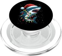 Sombrero de Papá Noel, Luces de Navidad, Amantes de los Tiburones de Nieve PopSockets PopGrip para MagSafe