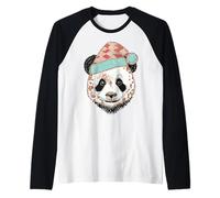 Sombrero de Papá Noel Panda Cozy Vibes de Invierno Camiseta Manga Raglan