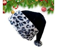 Sombrero De Papá Noel Para Adultos | Doble Capa Para Vacaciones De Invierno - Sombrero De Papá Noel De Polar Con Impresión Leopardo Para ,Para Fotografía Desfile Cosplay Fiesta Año Nuevo Familia Ami